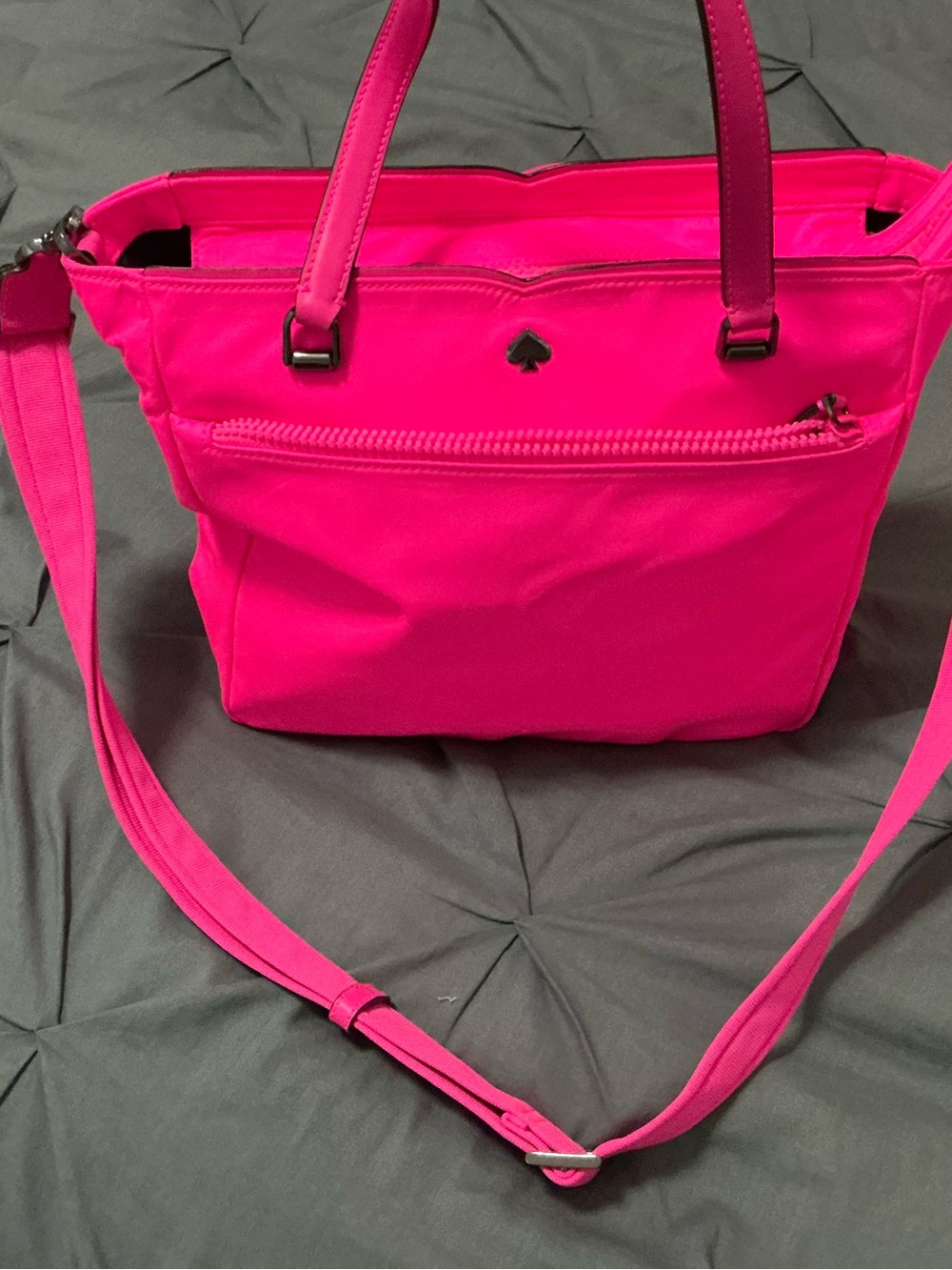 kate spade Bright Hot Pink Nylon Shoulder Tote with Adjustable Strap